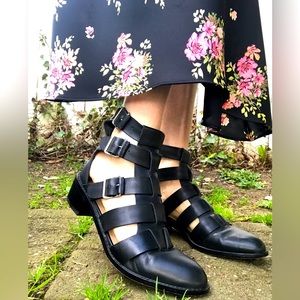 Loeffler Randall black, gladiator booties